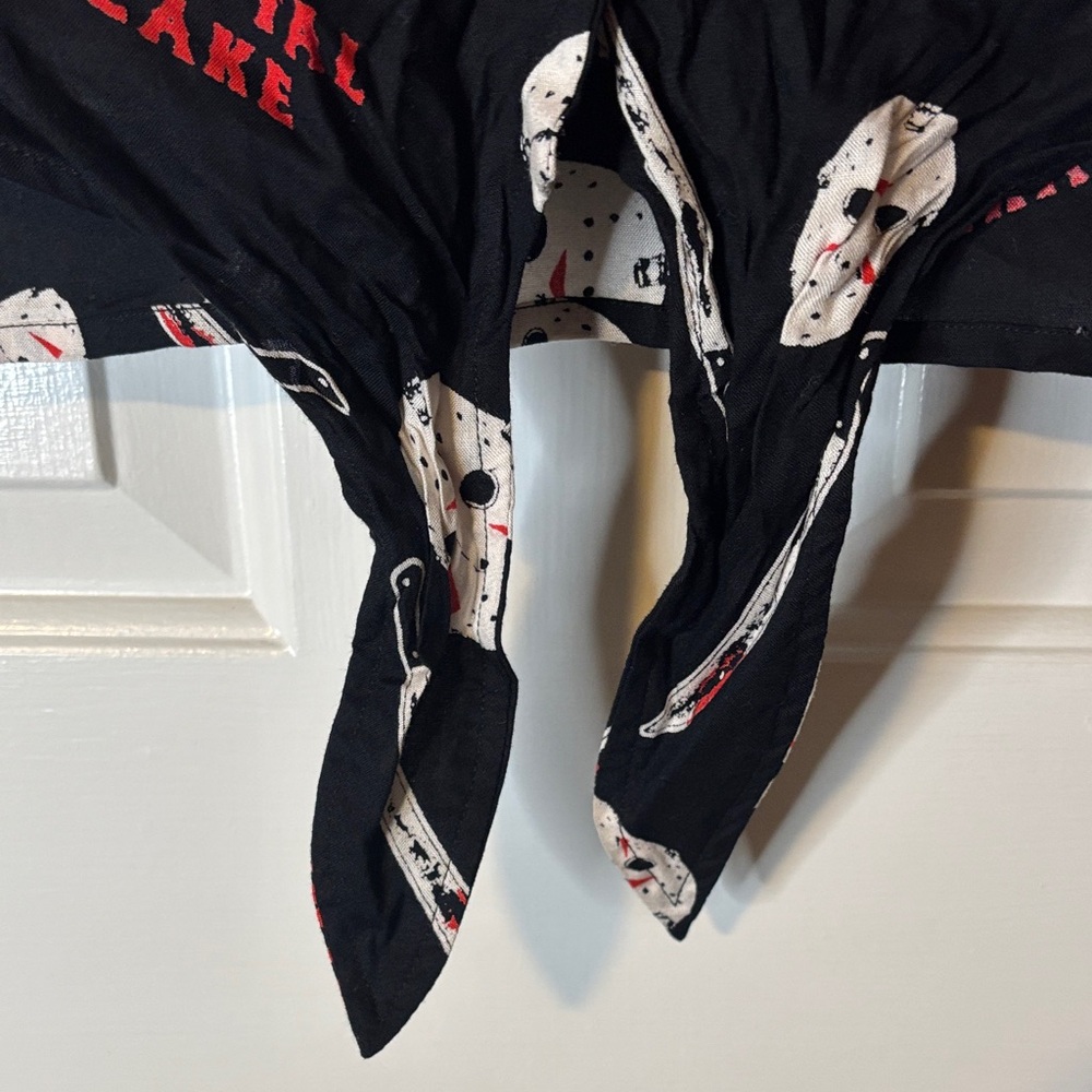 Bioworld Friday the 13th Black and Red Button Down Tie-Front Shirt - Picture 6 of 7